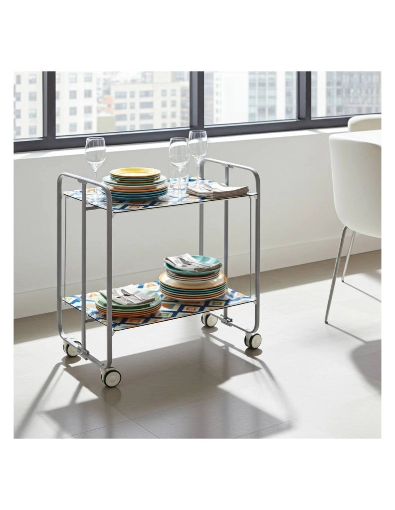 Carrello da cucina pieghevole grigio con ruote BAUHAUS 2 ripiani