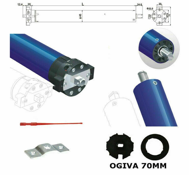 MOTORE PER TENDE DA SOLE 100 KG 50 NM ADATTATORE 70 MM SI ADATTA A SCHELLENBERG