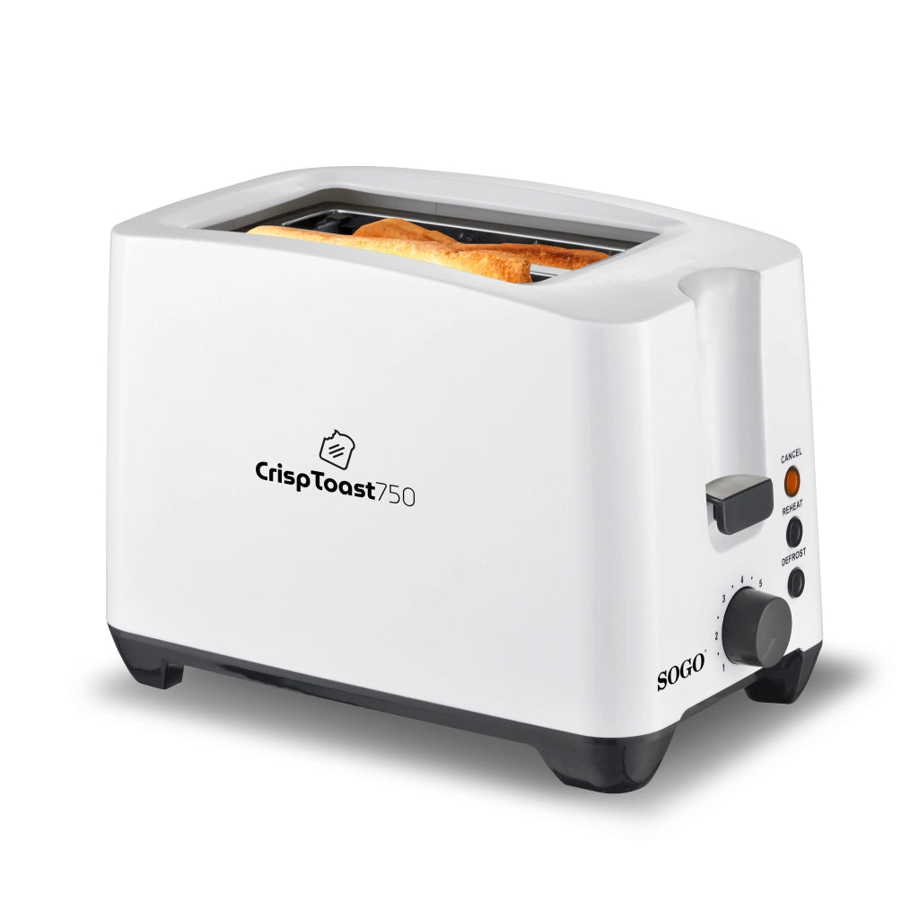 Tostapane 2 fette con 7 livelli tostatura, funzioni scongela e riscalda 750W con vassoio briciole e spegnimento automatico - Sogo