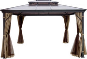 Gazebo per Giardino - Gazebo a Hardtop - 3 x 3,6 m - con Reti Antizanzare - Alluminio