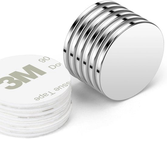Magneti 25×2mm Autoadesivi Forti, 6 Pezzi di Magneti Neodymium Forti, Magneti Autoadesivi Platti per Ufficio, Frigorifero e Whiteboard