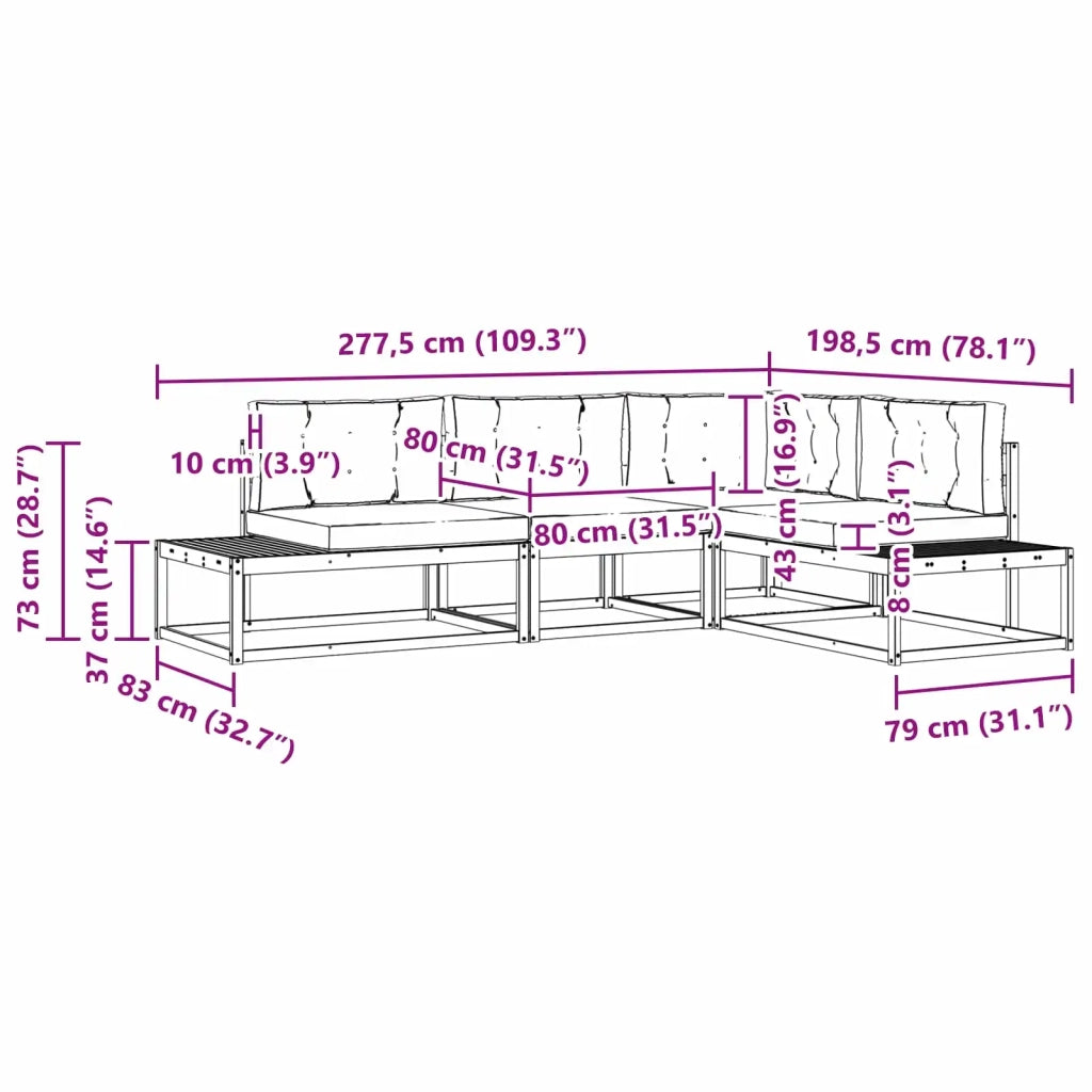 Set di divani da esterno Bianco 277,5 x 198,5 x 73 cm 3387000