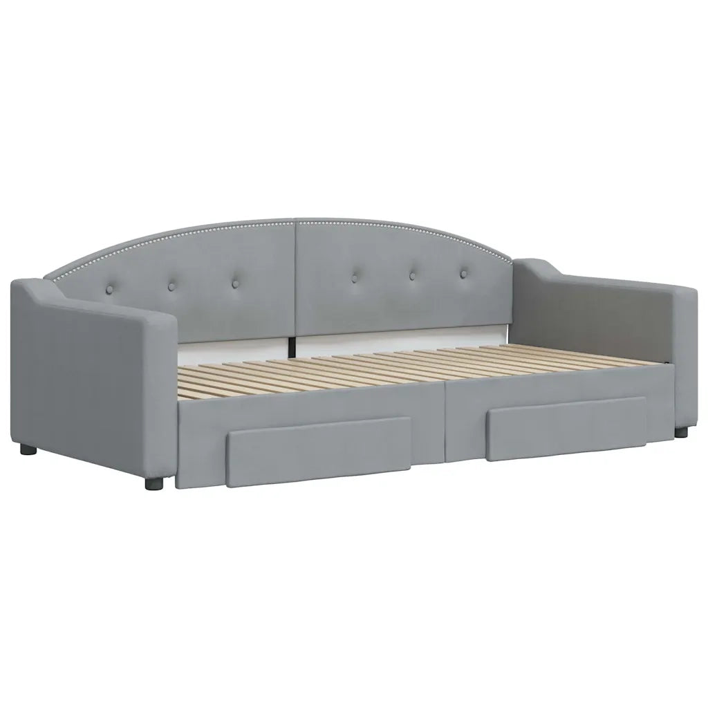 Divano Letto Estraibile Cassetti Grigio Chiaro 100x190 Tessuto 3197609
