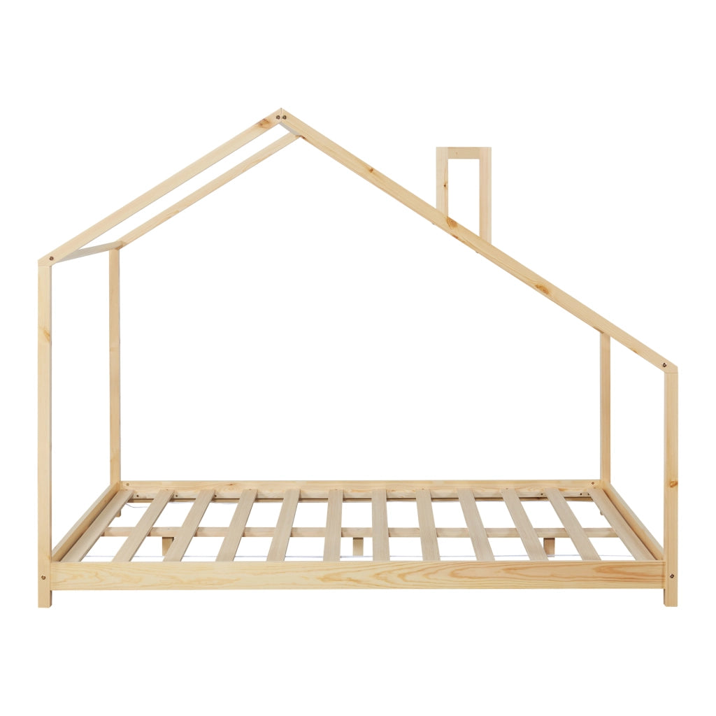 Letto Casetta per Cameretta Siuntio con Materasso 120 x 200 cm Legno Naturale [en.casa]