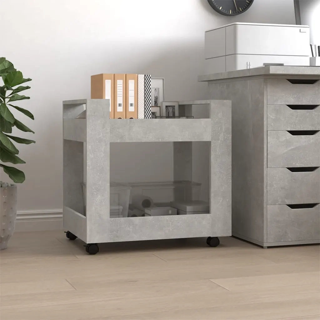 Carrello Scrivania Grigio cemento 60x45x60 cm Legno Multistrato 816604