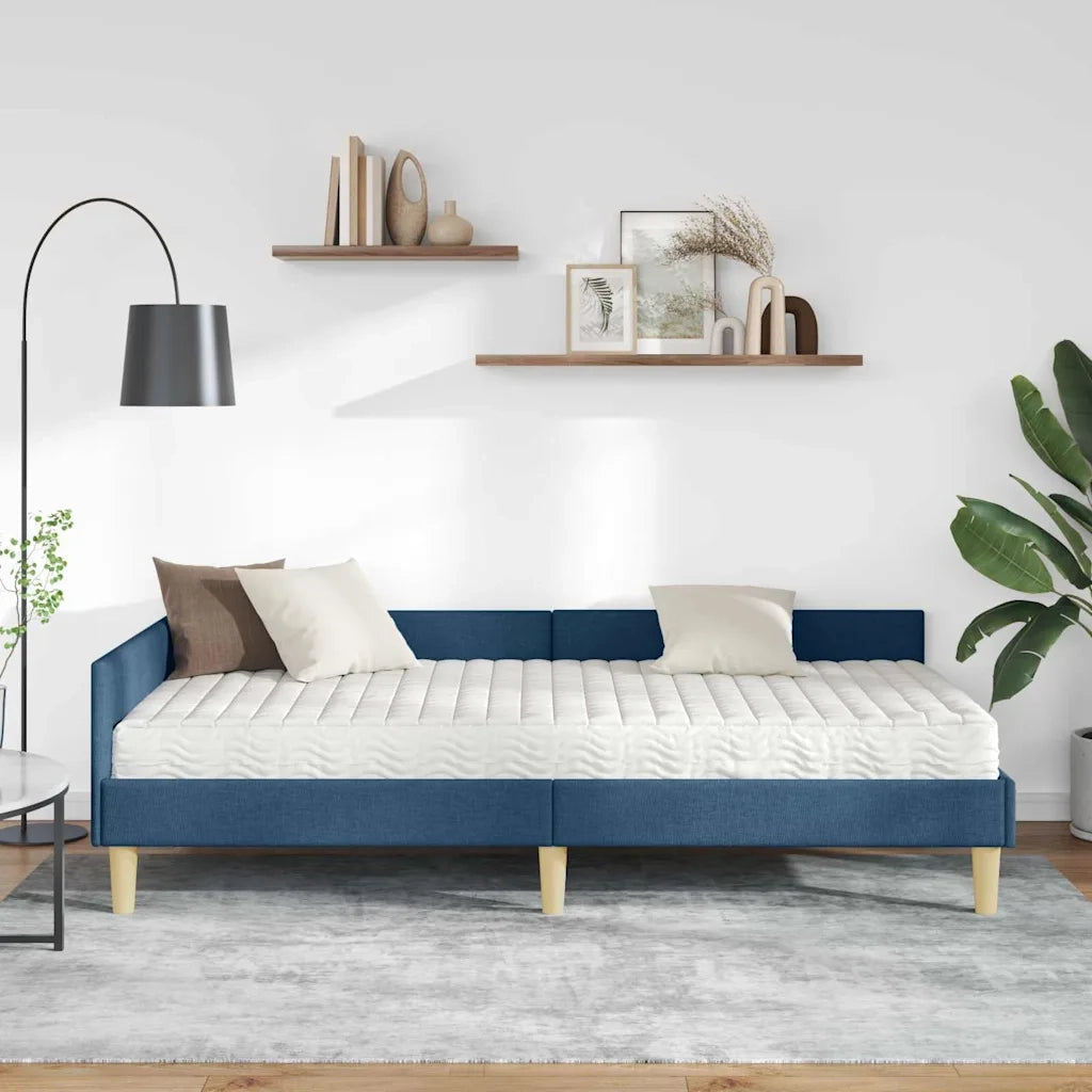 Struttura Letto Angolare con Materasso 2 pcs Blu Tessuto 3393660