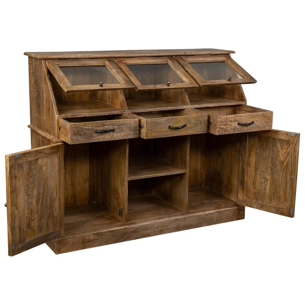 Credenza in legno invecchiato marrone 129x45x106h