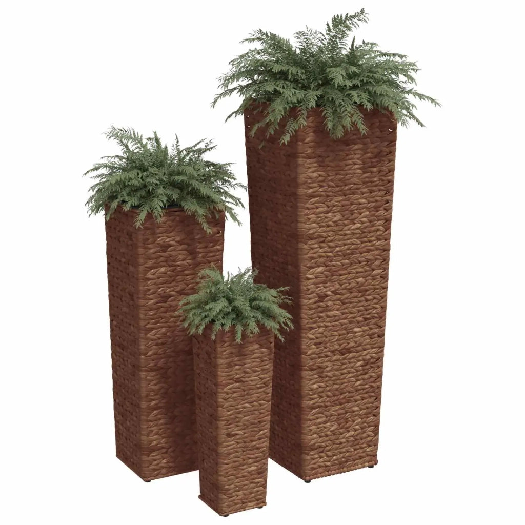 Letti Rialzati 3 pz in Giacinto Intrecciato Marrone Scuro 45569