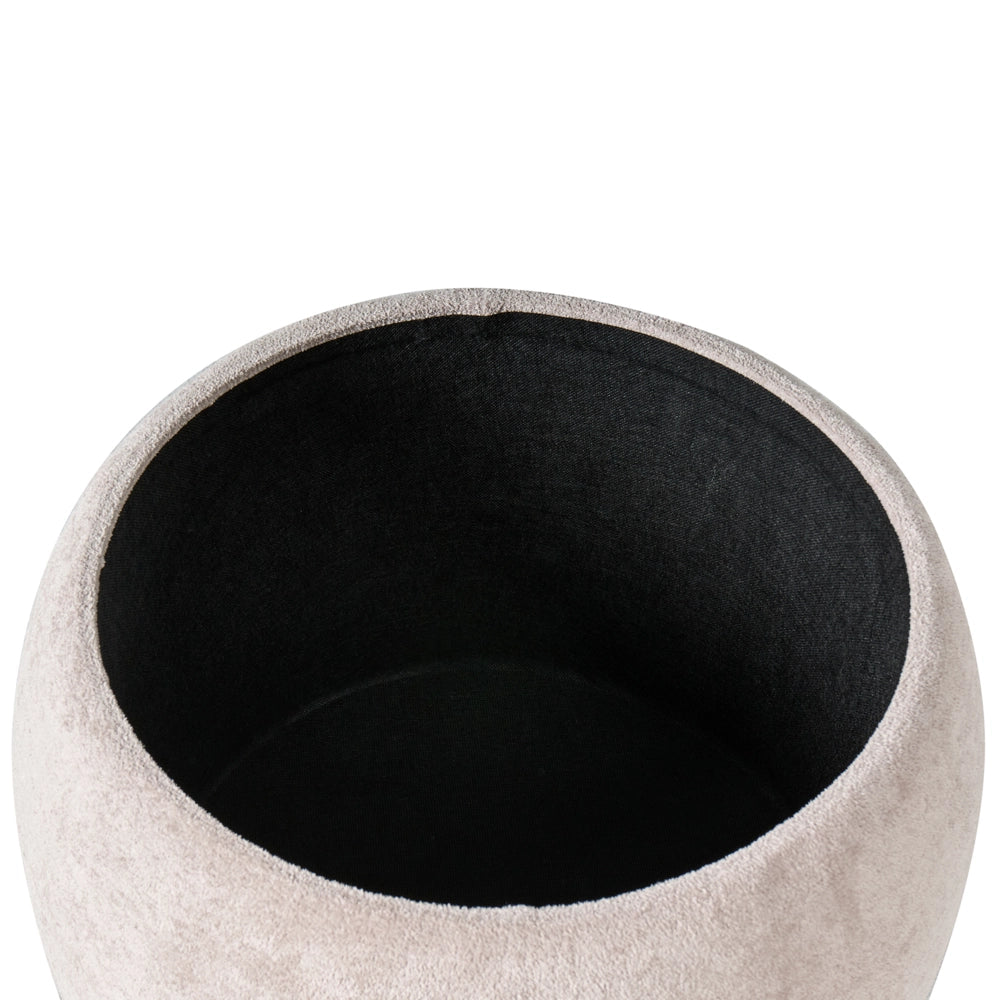 Pouf beige chiaro rivestito in bouclé con contenitore Accessorio Soggiorno Camera da letto