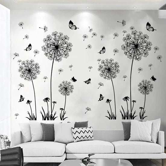 Due pezzi di Sticker per parete fiori cavolfiore decorazione per camera da letto camera per bambini sticker per finestra da applicare su parete nera per foto piante cucina bagno corridoio porta