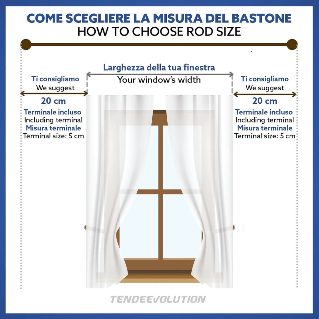 Bastone Tenda in Legno di Alta Qualità, diametro 23 mm a strappo colore noce lunghezza 160 CM