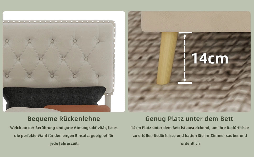 Letto imbottito con testiera ¨C Minimal ¨C beige 160x200 cm