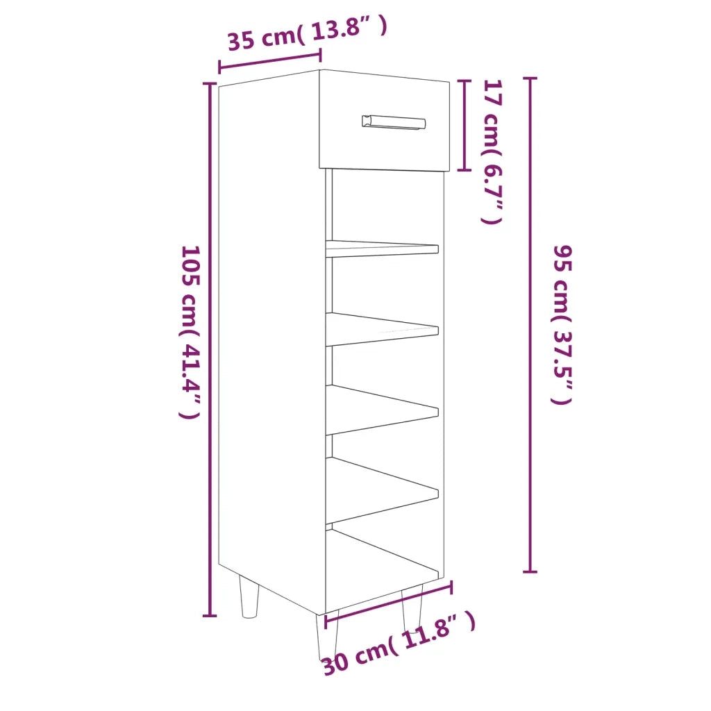 Scarpiera-Scaffale per scarpe Grigio Cemento 30x35x105 cm in Legno Multistrato 215605