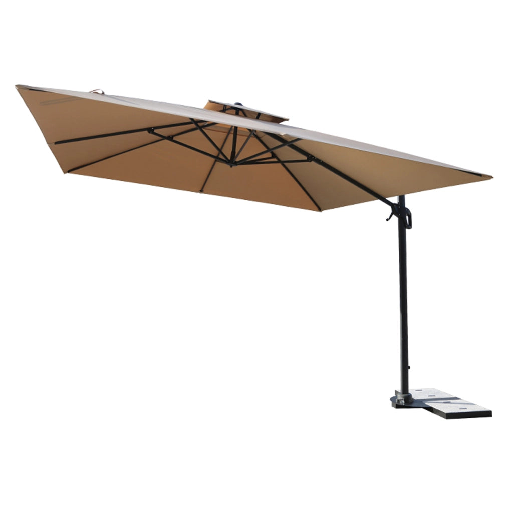 Marvin Ombrellone Santorini 3x3 o 3.5x3.5 con Base Girevole a 360° Palo Laterale  3.5 X 3.5 STR. ANTRACITE-TELO TORTORA