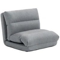 Poltrona da Pavimento Convertibile in Letto, Reclinabile da 90° a 180°, Tessuto, 70l x 41P x 56H cm, Grigio