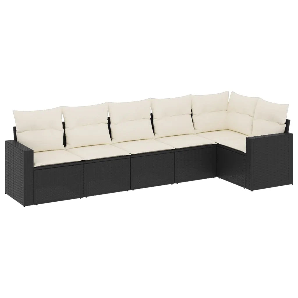 Set Divano da Giardino 6 pz con Cuscini Nero in Polyrattan 3251323
