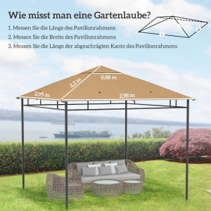 TELO Tetto di ricambio per gazebo 298x295 cm Poliestere Beige
