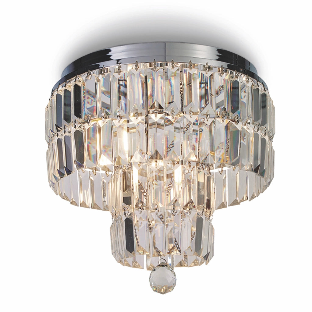 Lampada a Soffitto Classica Impero Acciaio Cromo Vetro Trasparente 4 Luci E14