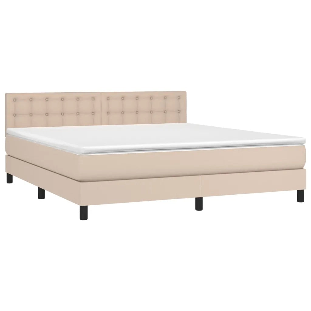 Giroletto Molle Materasso e LED Cappuccino 160x200cm Similpelle