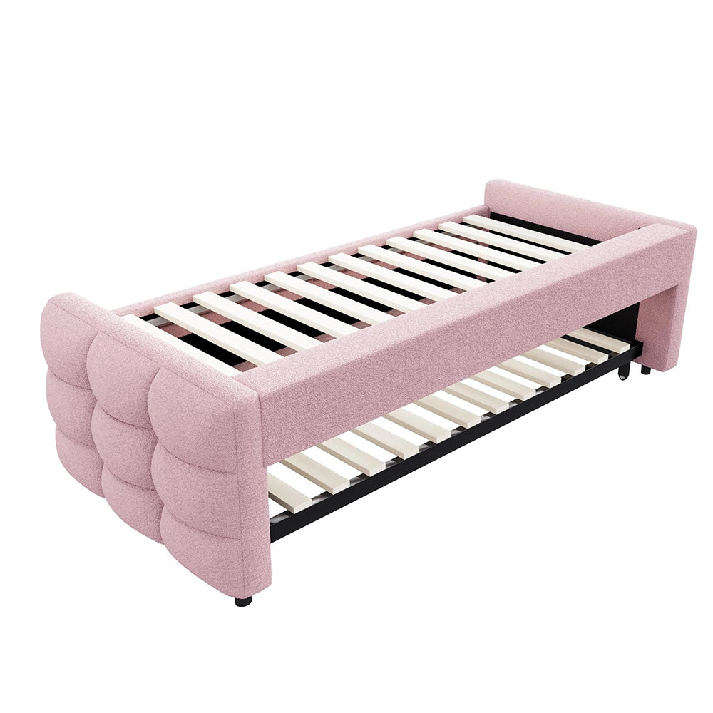 Divano letto estendibile - Xylo - 90/180x190 cm pouf teddy rosa