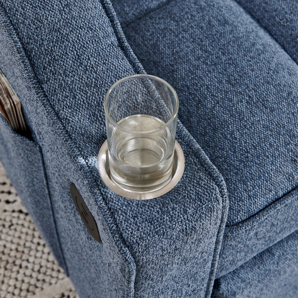 Poltrona letto 3 in 1 con schienale regolabile e tasche laterali in tessuto blu navy