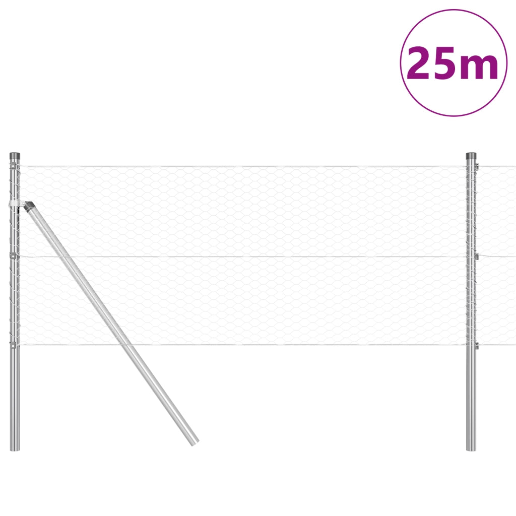 Recinzione Hexagon 0.6x25 m Acciaio Zincato
