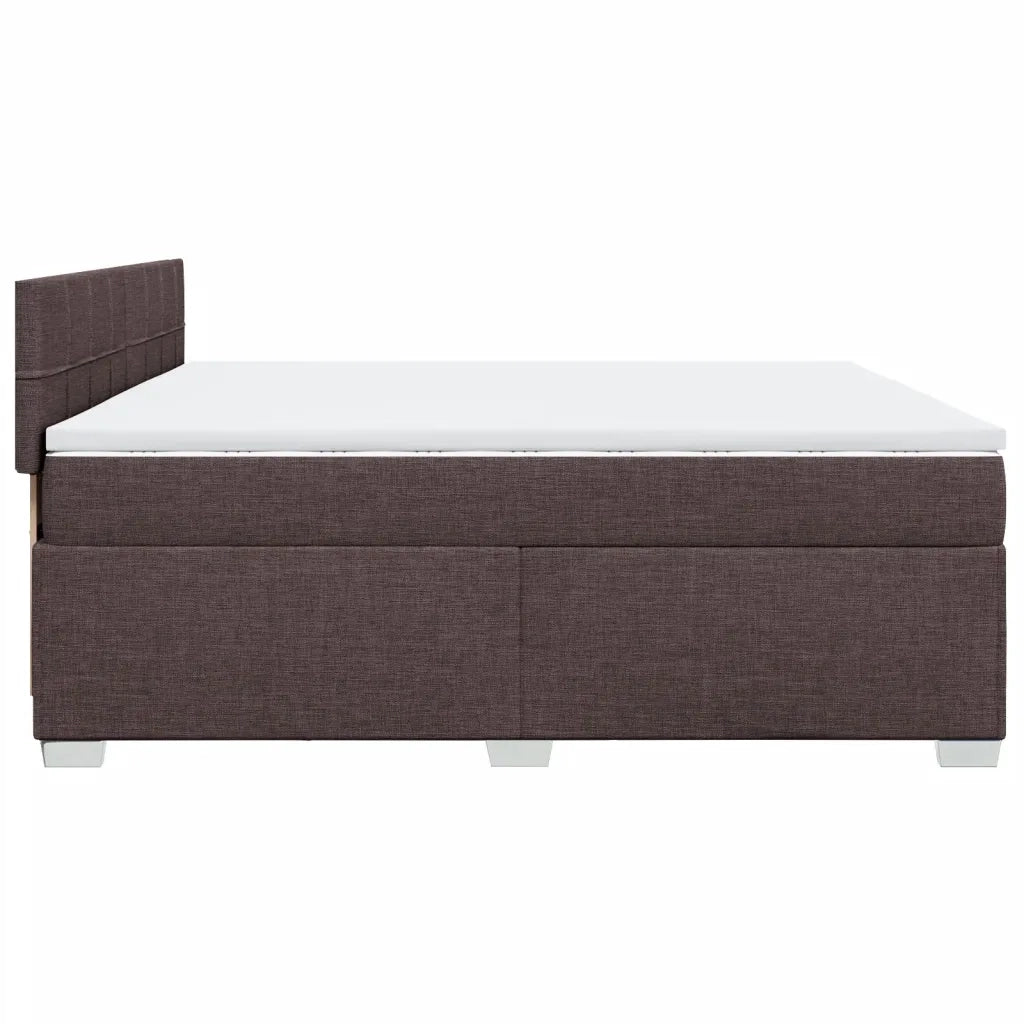 Giroletto a Molle con Materasso Marrone Scuro 200x200cm Tessuto