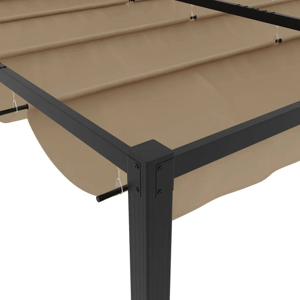 vidaXL Gazebo da Giardino con Tetto Retrattile Tortora 3x3 m Acciaio