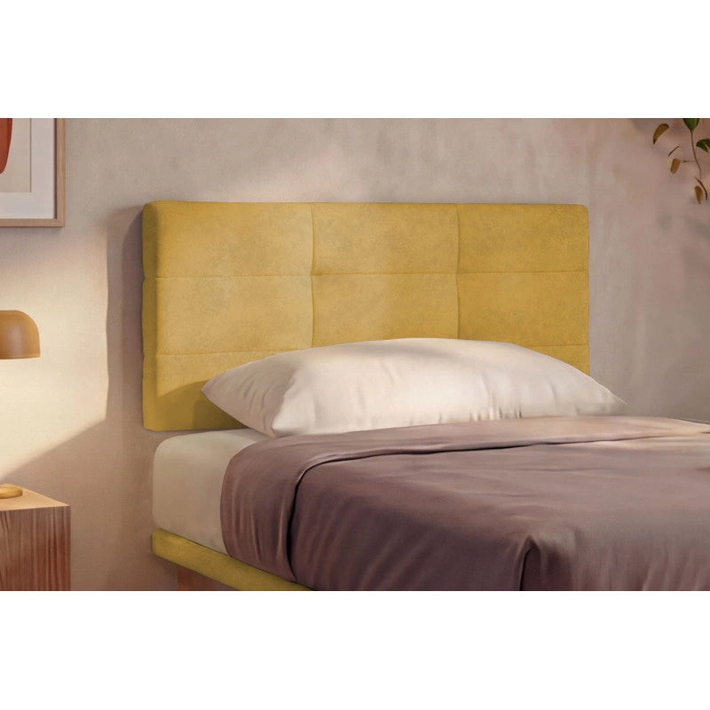 Letto imbottito Singolo 80x190 cm Square - Con rete,Microfibra,Ocra