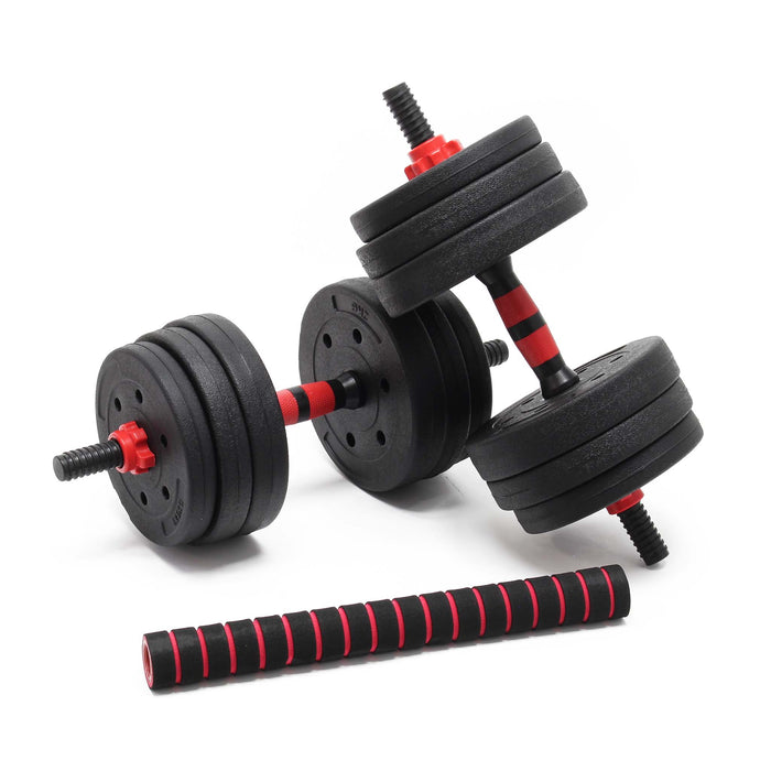 LUXTRI Set manubrio corto e bilanciere 2in1 30kg con 16 dischi per fitness allenamento forza