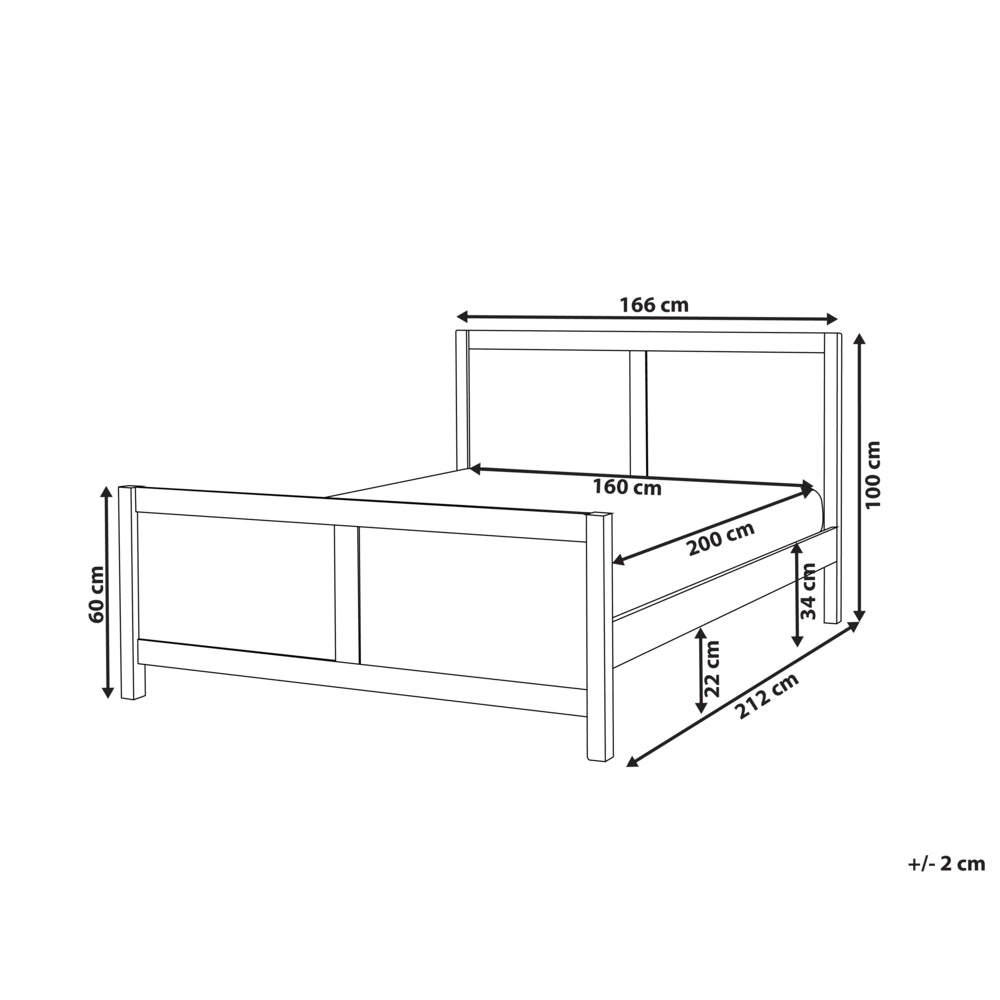 Letto Matrimoniale con Testiera Struttura a Doghe in marrone chiaro 160 x 200 cm stile moderno