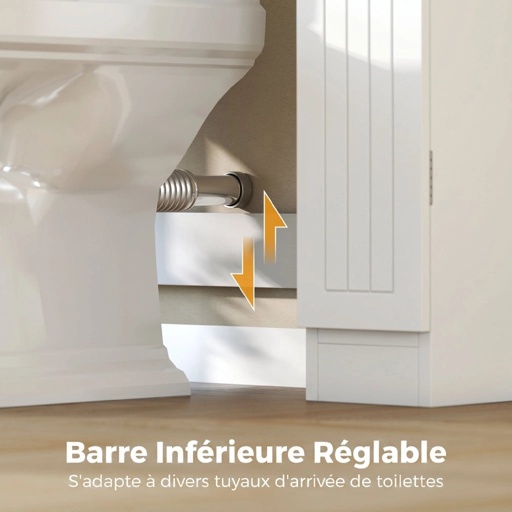 Mobile WC con 2 ante, cassetto, porta rotoli e ripiani regolabili ¨C zephmum ¨C bianco