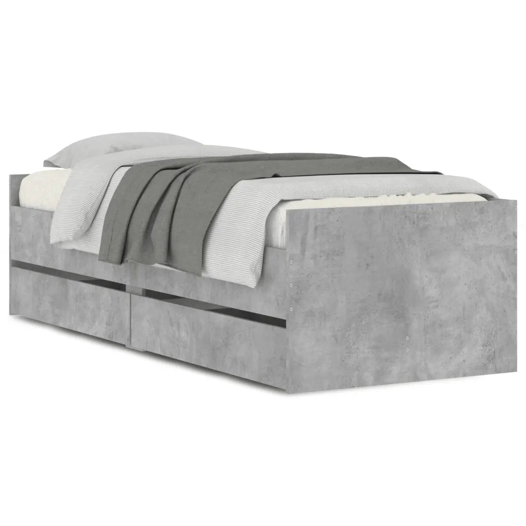Giroletto con Cassetti-Struttura Letto con contenitore Grigio Cemento 90x200 cm 177532