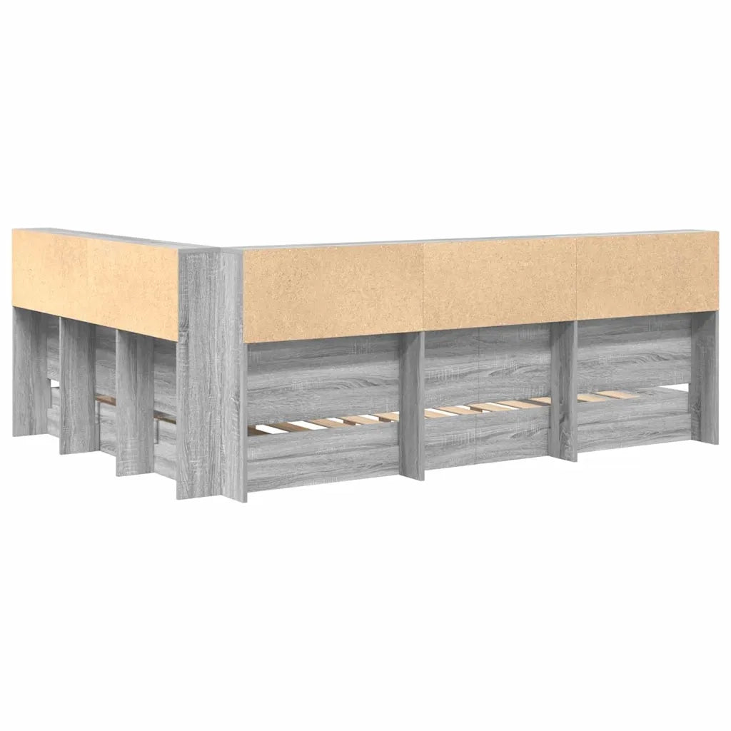 Letto Libreria Grigio sonoma 160 x 200 cm Legno multistrato 3335743