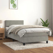 Giroletto a Molle con Materasso-Struttura Letto Grigio Chiaro 80x200 cm Velluto 857940