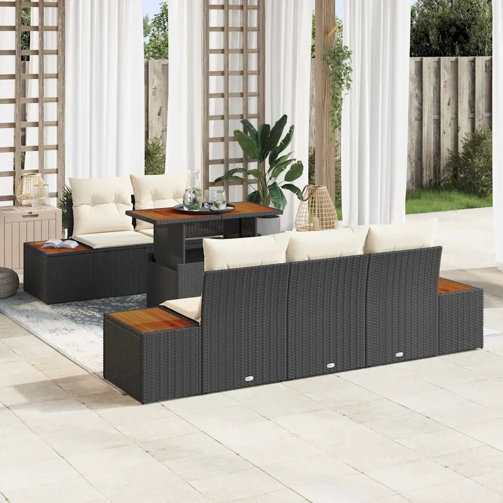 Set Divano da Giardino con archiviazione 6 pcs Nero Poly Rattan 3358761