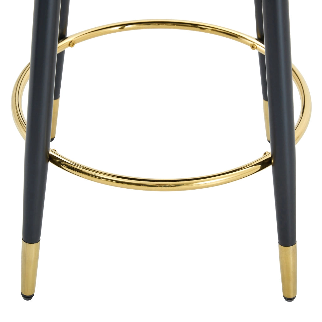 Sgabello da Bar Girevole 360° con Schienale Ajouré, Gambe in Metallo, in PU, Grigio Scuro e Bianco