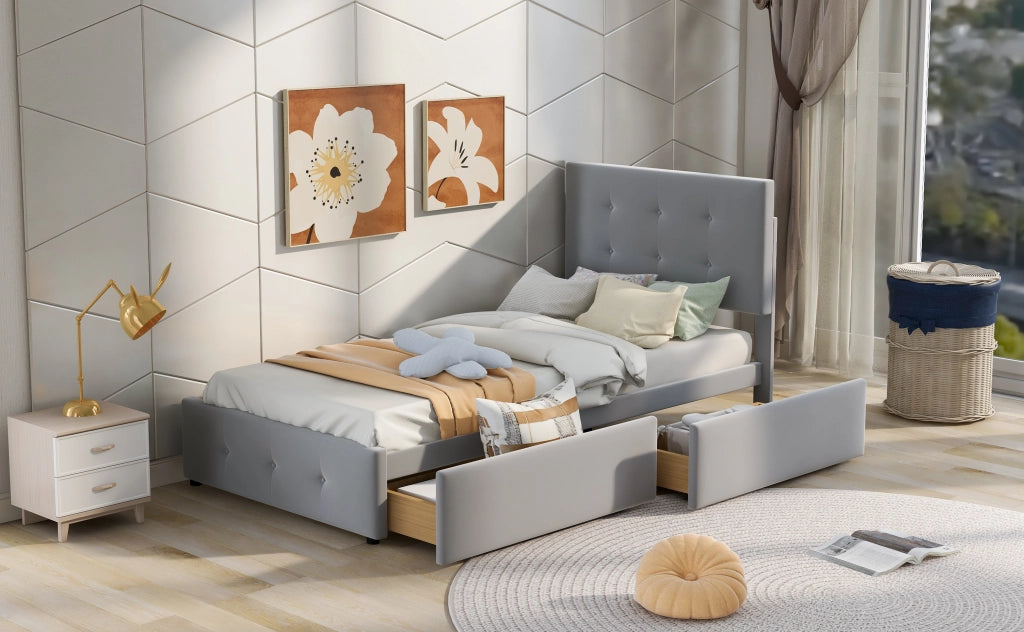 letto imbottito velluto grigio 90 x 200 cm