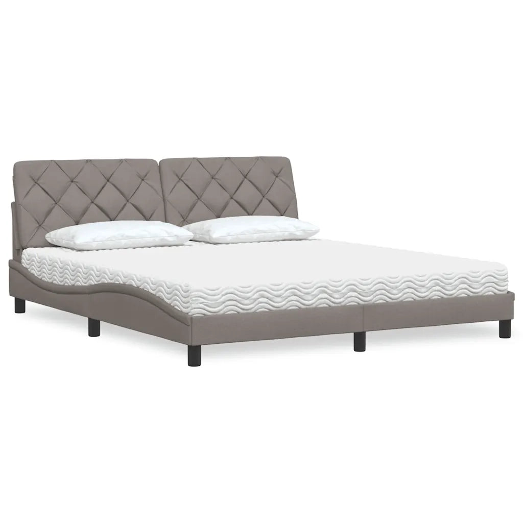 Letto con Materasso Tortora 180x200 cm in Tessuto 3310759