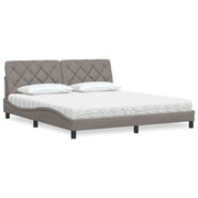 Letto con Materasso Tortora 180x200 cm in Tessuto 3310759