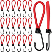 Cordone bungee elastico con ganci metallici (20 pezzi) - 15cm - Lacci pesanti per telo di sabbia, campeggio e tende.