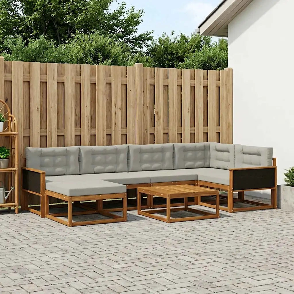 Set di divani da esterno 7 pcs Naturale e Grigio Chiaro 3382714
