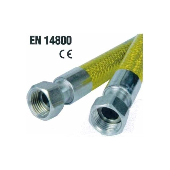 IDRO BRIC VALGAS0022FF Tubo Flessibile per Gas 1-2'' F-F in Acciaio INOX AISI 316 Certificato EN 14800 per GPL e Metano colore Nero