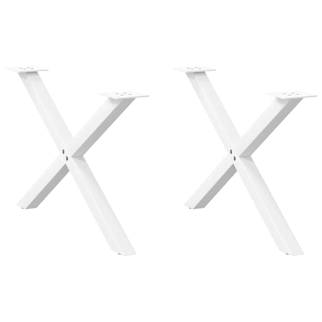 Set di 2 gambe per tavolino a forma di X 70 x 42-43 cm con piedini regolabili stile moderno acciaio bianco 02_0057178