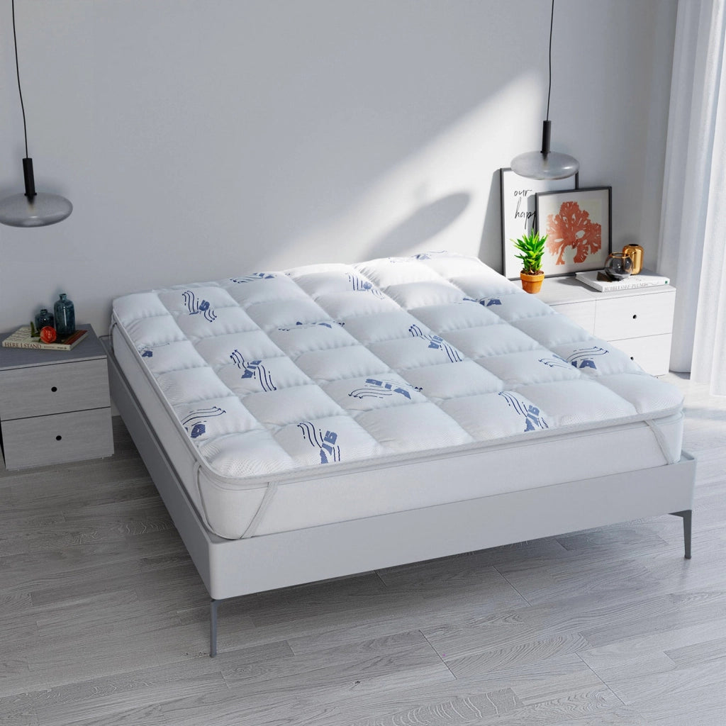 Topper 1 Piazza e Mezzo Trapuntato 300 gr/mq con Elastici Air Traspirante Bianco