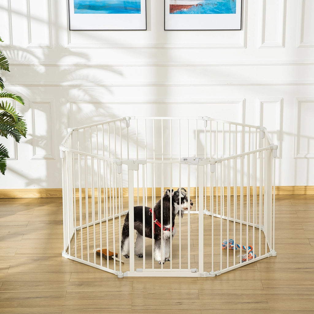 Barriera estensibile a forbice con porta doppia chiusura e autochiusura, pieghevole in plastica bianca 482,5 × 76 cm