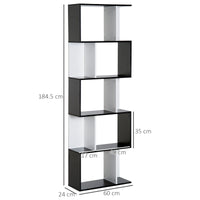 Libreria da Muro Moderna 5 Ripiani in Legno Bianco e Nero 60x24x1184.5 cm