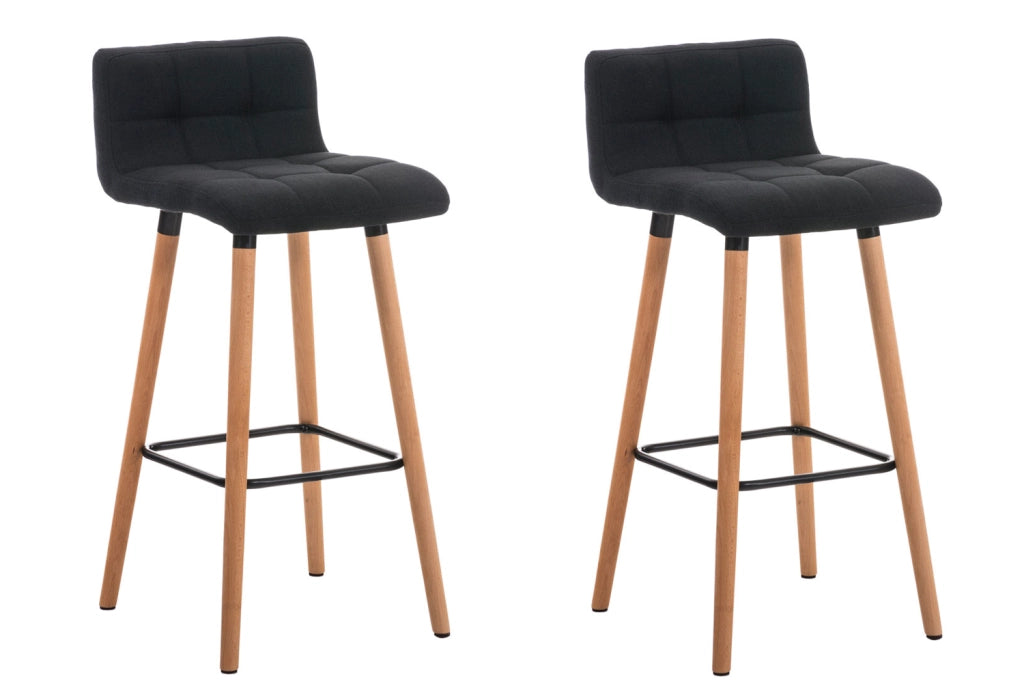 Set 2 Sgabelli Bar LINCOLN in Tessuto natura,grigio scuro