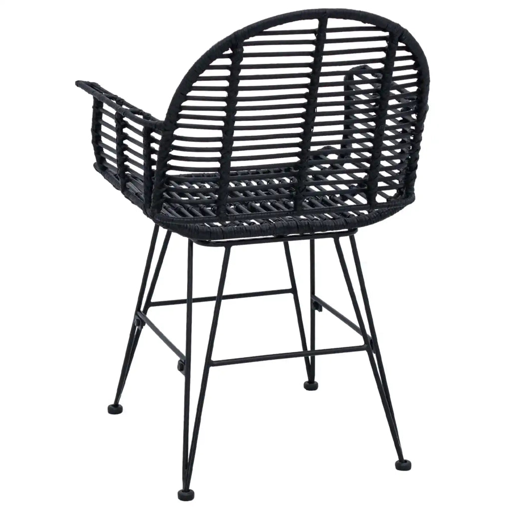Sedia da pranzo 2 pcs Rattan e Ferro Nero 57 x 55 x 85 cm