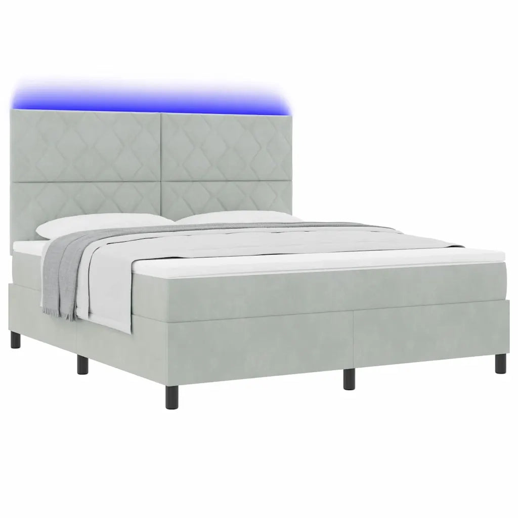 Letto a Sorgente LED Grigio chiaro 180 x 200 cm Tessuto